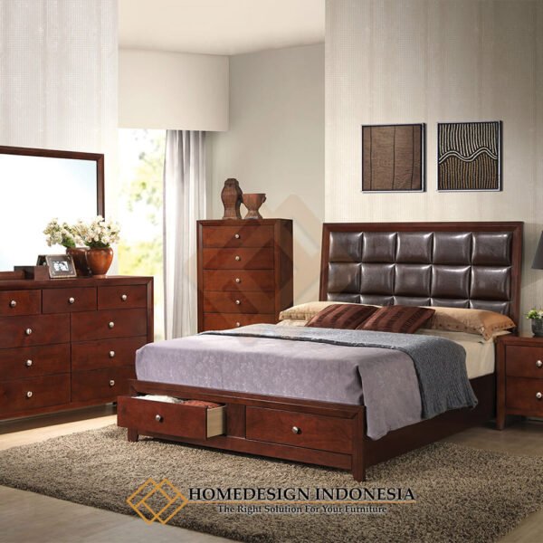 Kamar Set Minimalis Jati Natural Walnut Color JF-76.2