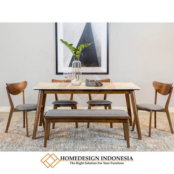 Meja Makan Jati Solid Wood Natural Walnut JF-18.1