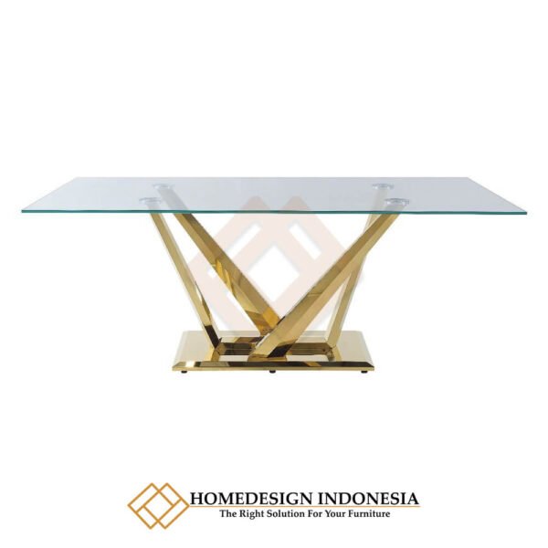 Meja Makan Minimalis Stainless Top Kaca 1 Mili JF-81