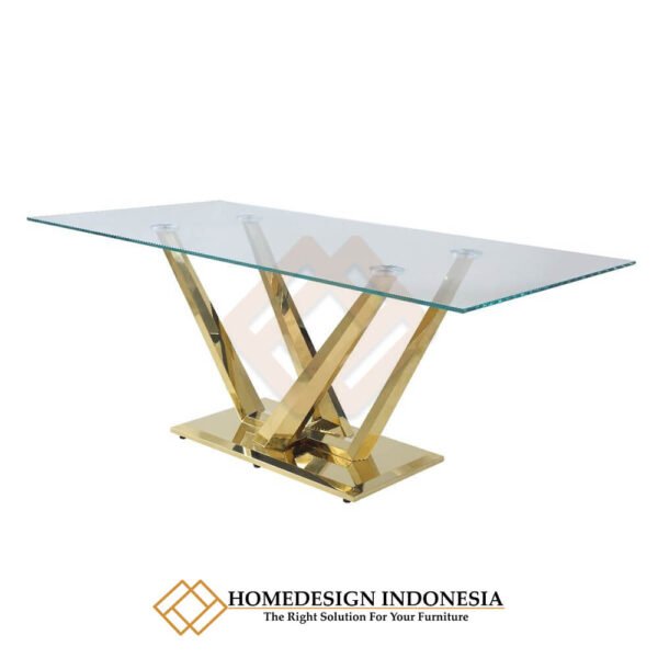 Meja Makan Minimalis Stainless Top Kaca 1 Mili JF-81.1