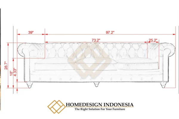 Sofa Tamu Minimalis Chesterfield Elegant Leather Fabric JF-119.2