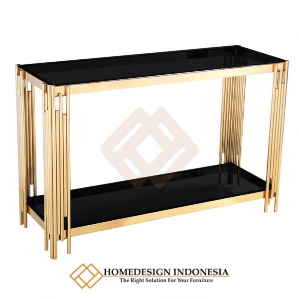 Meja Konsol Minimalis Mewah Model Salur Stainless JF-156