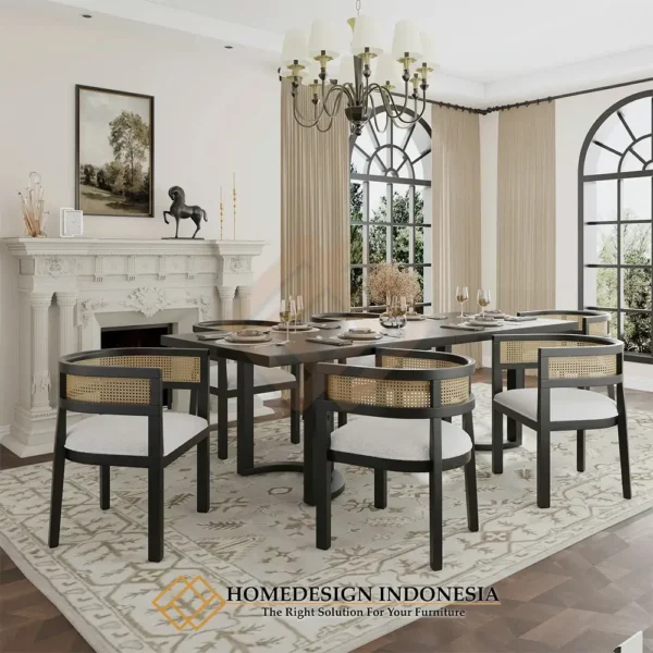 Meja Makan Minimalis Black Rustic Modern Design JF-150.1