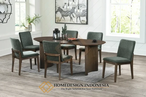Meja Makan Minimalis Kursi 6 New Natural Walnut Color JF-152.1