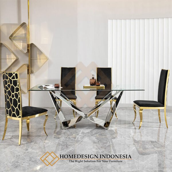 Meja Makan Minimalis Stainless Honeycomb Design JF-178.1