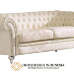 Set Sofa Chesterfield White Ivory Elegant Leather JF-135