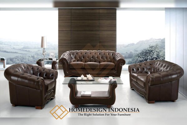 Sofa Tamu Chester Cantik Elegant Italian Leather Classic JF-136.2