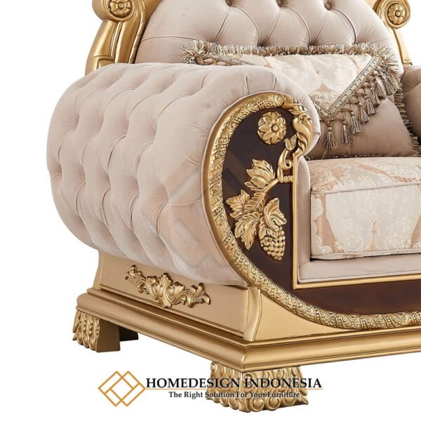 Kursi Ukiran Mewah Emas Elegant Beludru Fabric JF-294.1