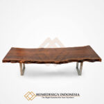 Meja Kayu Meh Utuh Live Edge Style Kaki Stainless JF-264