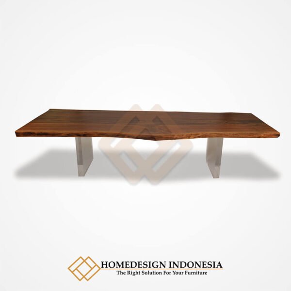 Meja Kayu Trembesi Minimalis Modern Kaki Akrilik Transparant JF-261