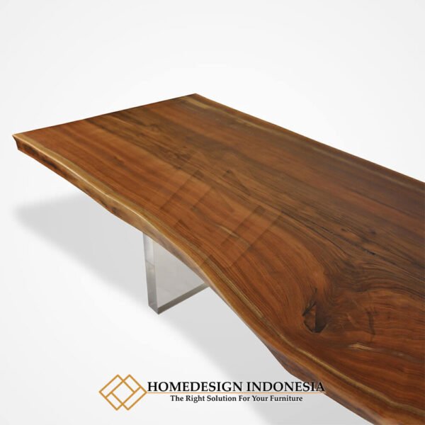 Meja Kayu Trembesi Minimalis Modern Kaki Akrilik Transparant JF-261.2