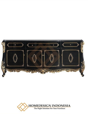 Meja Konsul Mewah Solid Black Duco Luxury Carving JF-289