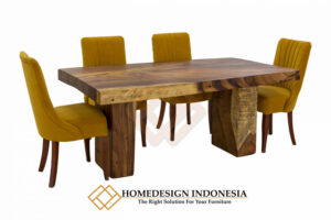 Meja Makan Kayu Suar Tebal 15 Cm Natural Color JF-259