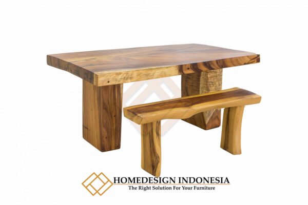 Meja Makan Kayu Suar Tebal 15 Cm Natural Color JF-259.2