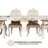 Meja Makan Mewah Solid Putih Duco Elegant Beludru Fabric JF-282