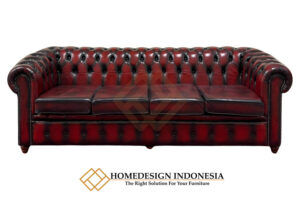 Sofa Tamu Chesterfield Red Velvet Luxury Leather Original JF-252