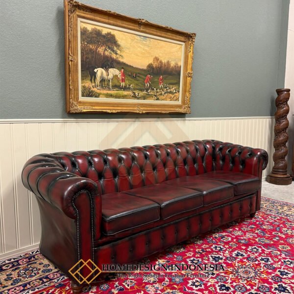 Sofa Tamu Chesterfield Red Velvet Luxury Leather Original JF-252.1