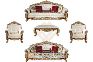 Sofa Tamu Jepara Mewah Model Ukiran Kerajaan Gold Leaf JF-271