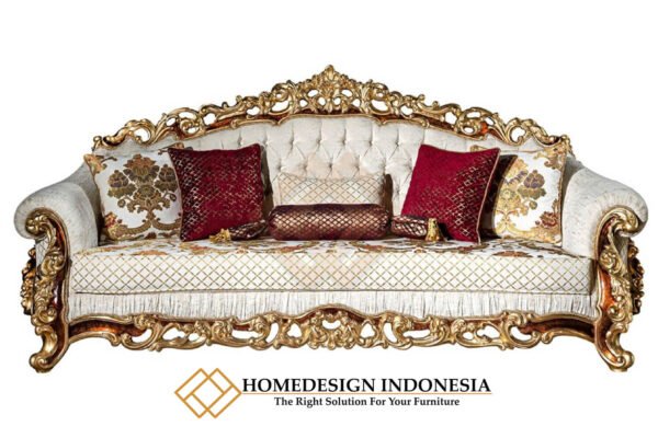 Sofa Tamu Jepara Mewah Model Ukiran Kerajaan Gold Leaf JF-271.1