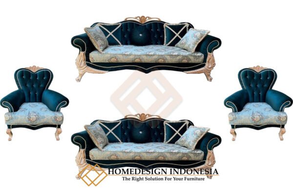 Sofa Tamu Mewah Ukiran Klasik Jepara Luxury Fabric JF-269