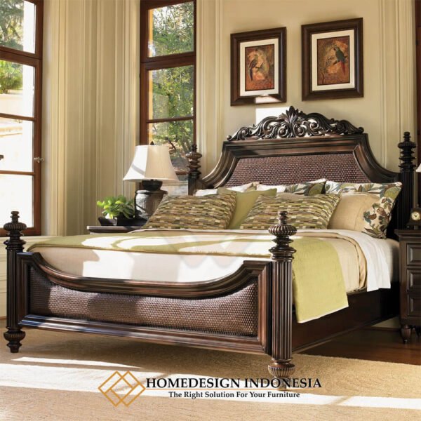 Tempat Tidur Mewah Kayu Jati Natural Classic Carving JF-288.1