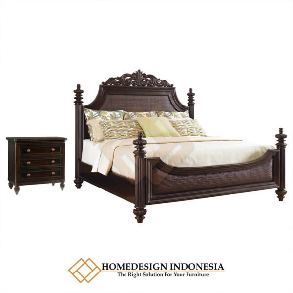Tempat Tidur Mewah Kayu Jati Natural Classic Carving JF-288.2