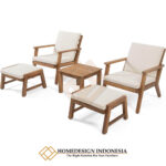 Kursi Minimalis Outdoor Kayu Waterproof Fabric Elegan JF-333