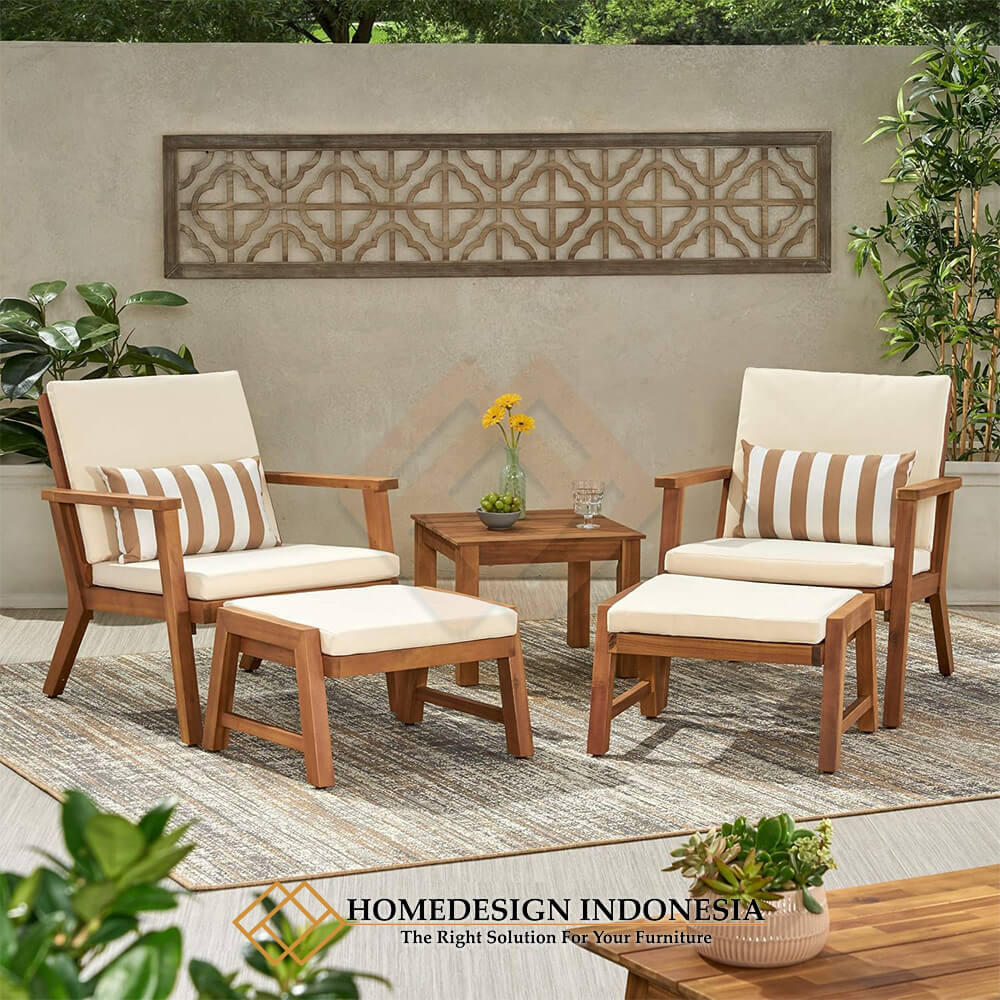 Kursi Minimalis Outdoor Kayu Waterproof Fabric Elegan JF-333.1 Kursi Minimalis Outdoor Kayu Waterproof Fabric Elegan JF-333.1