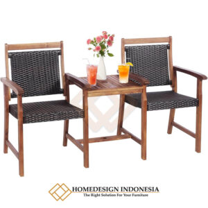 Kursi Teras Rotan Sintetis Minimalis Natural Walnut JF-334