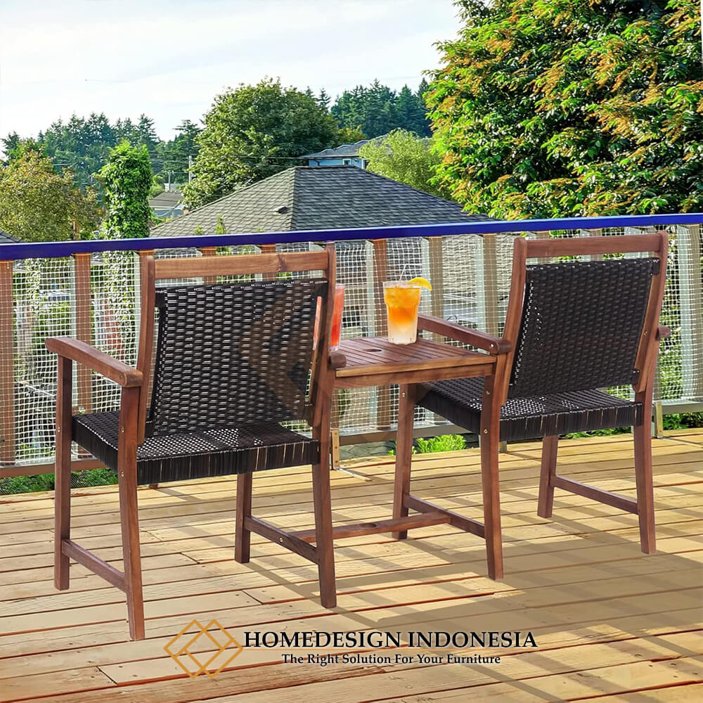 Kursi Teras Rotan Sintetis Minimalis Natural Walnut JF-334.2 Kursi Teras Rotan Sintetis Minimalis Natural Walnut JF-334.2