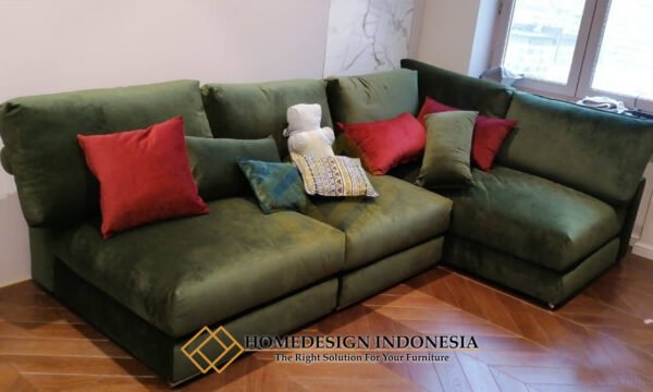 Sofa Tamu Sudut Minimalis Luxury Beludru Fabric JF-313.2