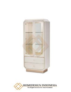 Lemari Kaca Minimalis Putih Solid Duco Simple Premium JF 352