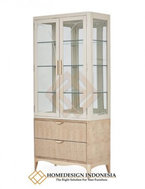Lemari Pajangan Kaca Minimalis Marquetry Style JF-351