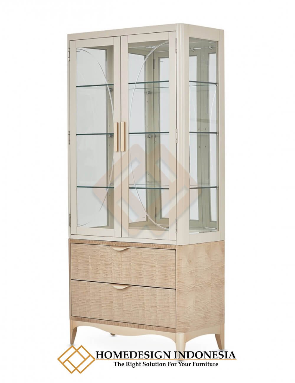 Lemari Pajangan Kaca Minimalis Marquetry Style JF-351