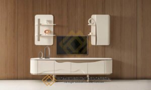 Harga Meja TV Minimalis Solid Duco Color Curved Design JF-371
