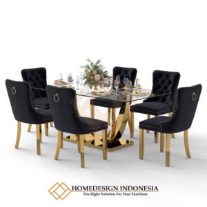 Meja Makan Minimalis Mewah Stainless Premium Gold Candy JF-358