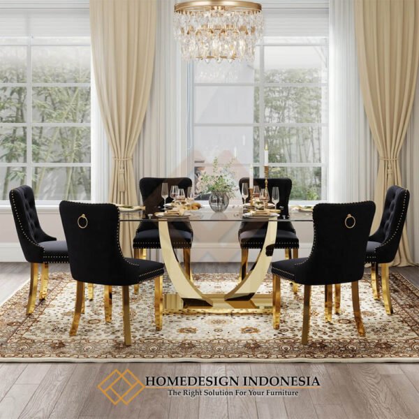 Meja Makan Minimalis Mewah Stainless Premium Gold Candy JF-358.1