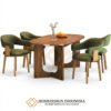 Set Meja Makan Minimalis Modern Kayu Jati Solid Premium JF-357