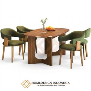 Set Meja Makan Minimalis Modern Kayu Jati Solid Premium JF-357
