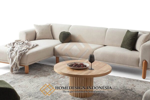 Set Sofa L Minimalis Jati Rangka Kayu Solid Cantik JF-366.2