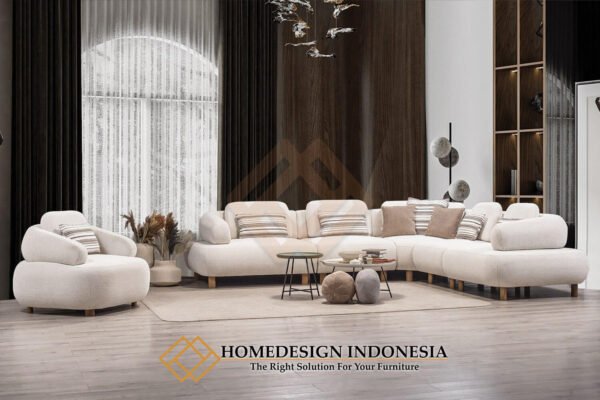 Sofa L Minimalis Modern Desain Cantik Soft Royal Foam JF-367