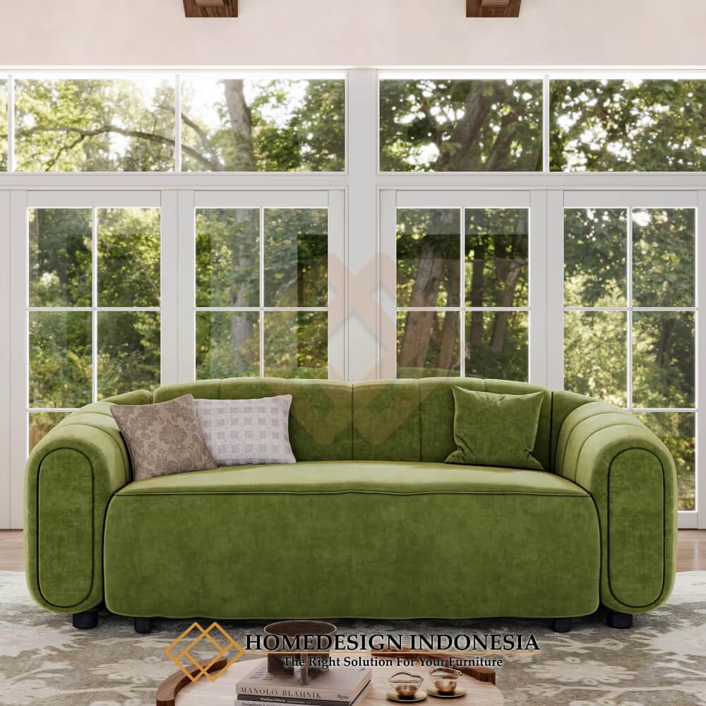 Sofa Minimalis 2 Seater Modern Design Soft Fabric Cantik JF-373