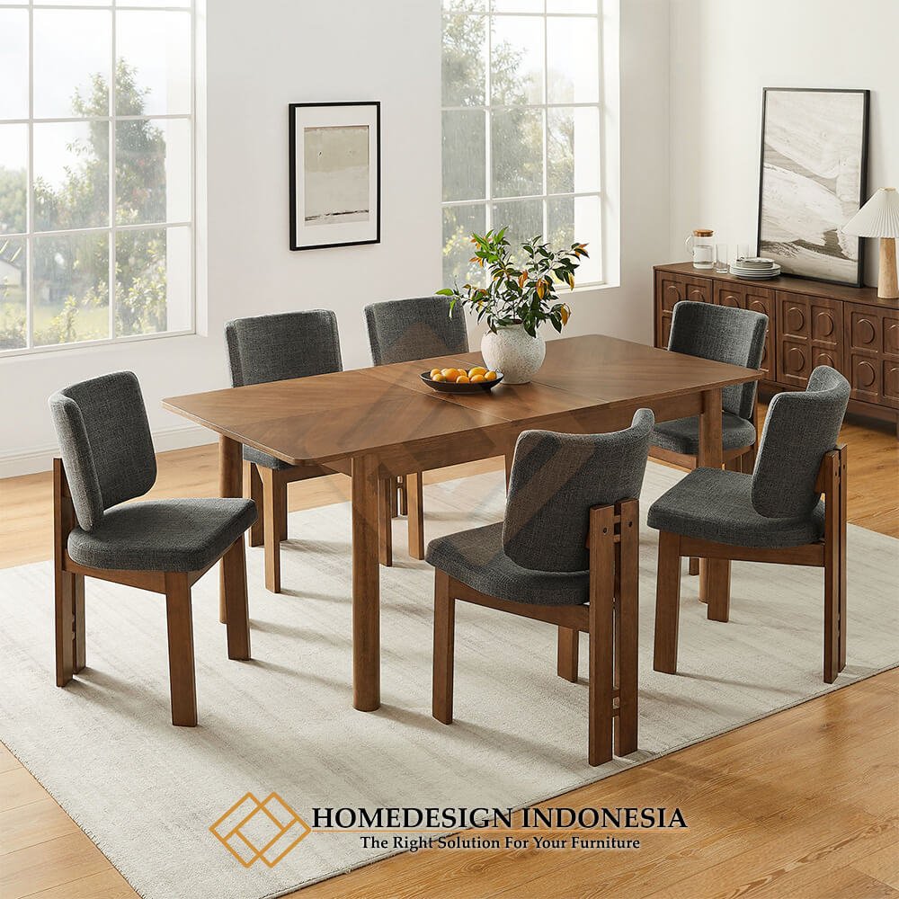 Teak Wood Dining Table Set Georgina Minimalist Design JF-355.1 Teak Wood Dining Table Set Georgina Minimalist Design JF-355.1