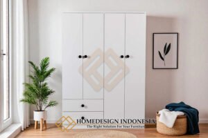 Lemari Pakaian Minimalis 4 Pintu Solid Duco Cantik JF-398