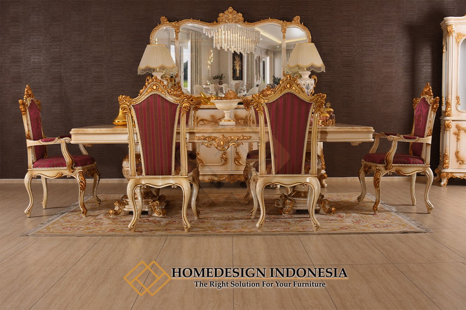 Meja Makan Mewah Cantik Desain Klasik Kerajaan JF-378 Meja Makan Mewah Cantik Desain Klasik Kerajaan JF-378