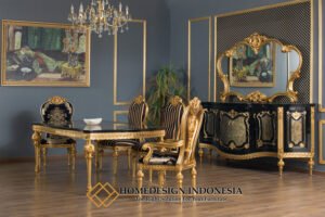 Meja Makan Mewah Jepara Golden Carving Majesty Style JF-377