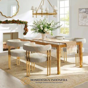 Meja Makan Minimalis Stainless Modern Elegant Style JF-413