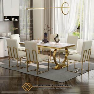 Meja Makan Stainless Minimalis Elegant Gold Candy Cantik JF-414