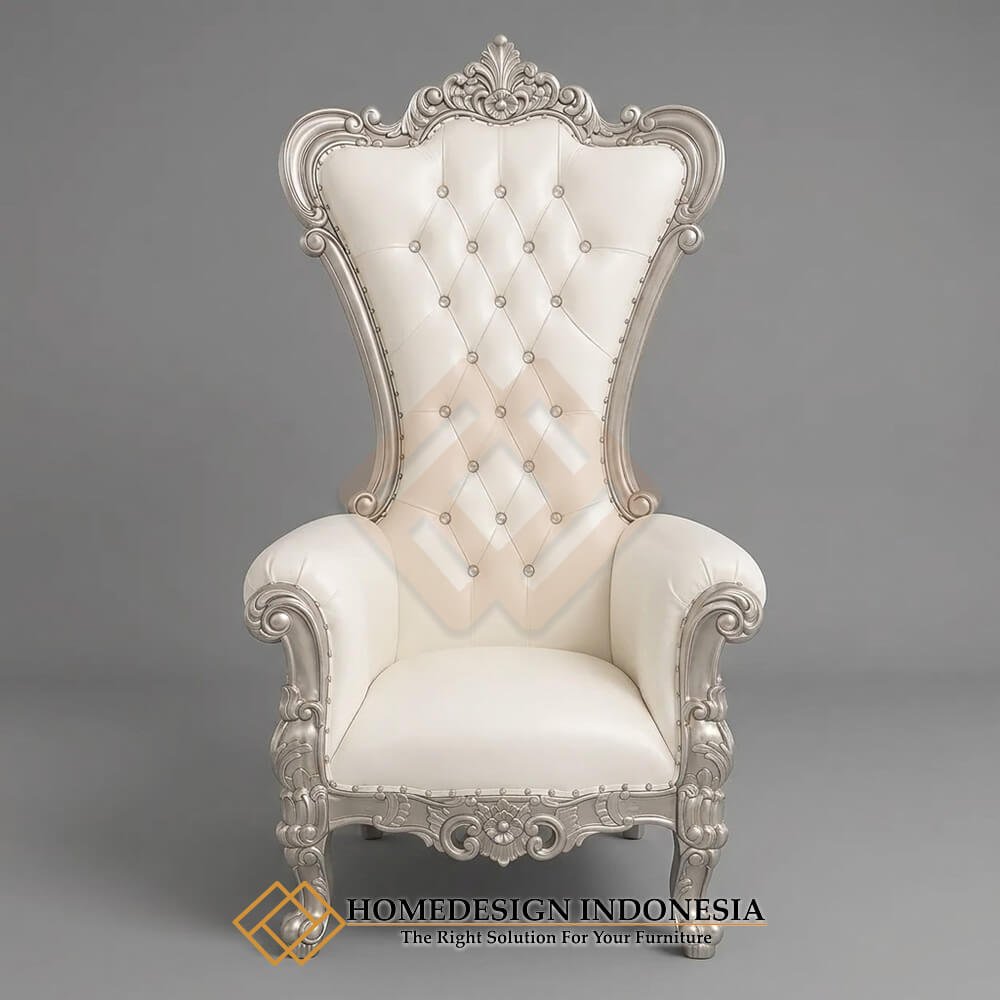 Premium Queen Chair Royal Silver Diamond Color JF-386