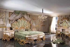 Set Tempat Tidur Mewah Ukiran Klasik Gaya Kerajaan Luxury JF-407